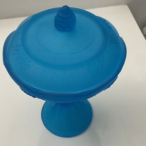 Elegant Blue Glass Candy Dish